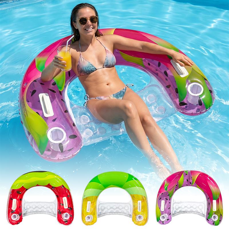 Fire Dragon Fruit Inflatable Water Sofa: Single-Person U-Shaped Pool Float