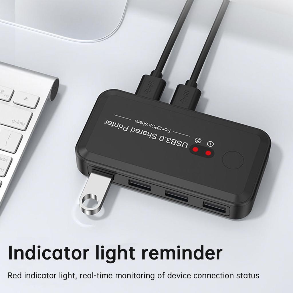 USB3.0 Hub Switcher 2-Input 4-Output Printer Sharing Device Dual Computers Share
