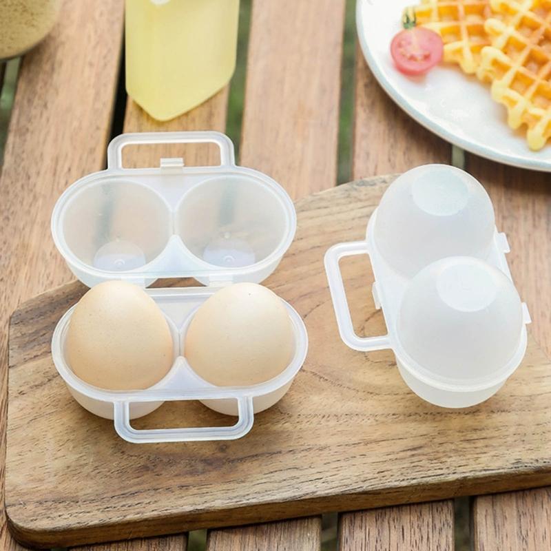 Plastic Eggs Protectors Tray Small Eggs Holder 2 Grid Eggs Storage Container with Fixed Handle  Eggs Storage Box