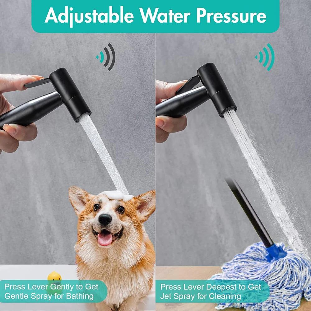 Black Bidet Faucet Handheld Portable Toilet Sprayer Stainless Steel Bidet Faucet with Self-cleaning Shower Head