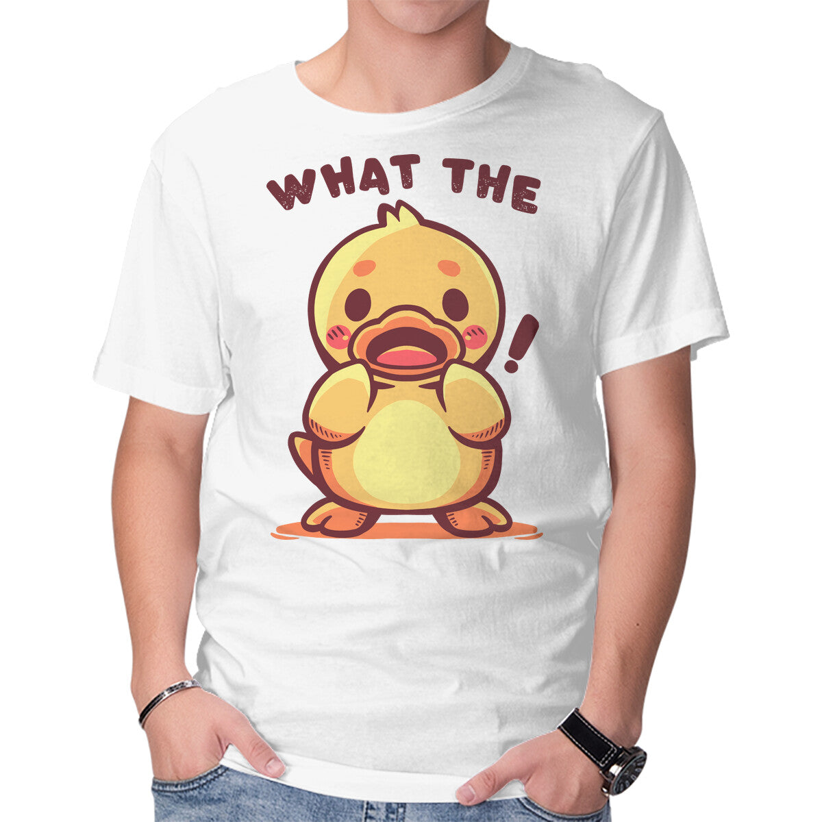 Unisex Crew Neck T-Shirt What The Graphic Short Sleeve Casual Tee S