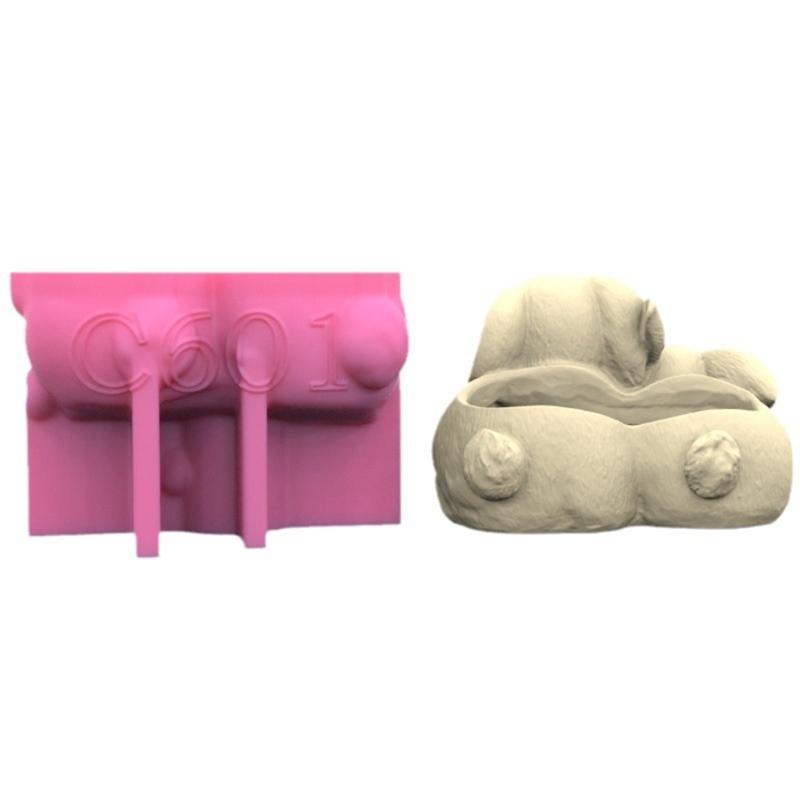 Moule Silicone Portrait Pots de Fleurs Moule Double Lapin Moules Jardinière