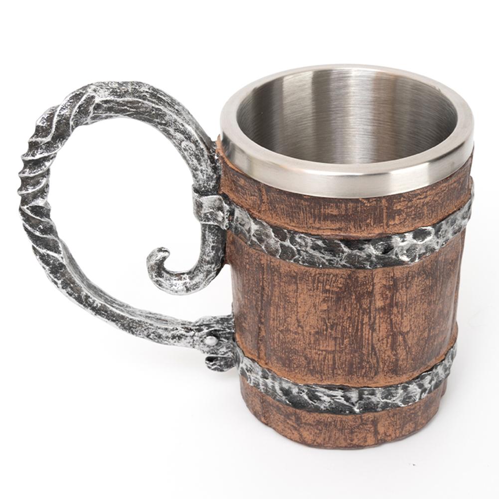 

Кружка для питья 500 мл Двойная стенка Имитация дерева Изолированный тамблер Креативная пивная кружка Термостойкая для офиса бара 500ml коричневый