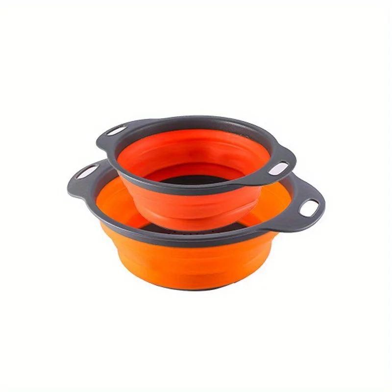 

Складной дуршлаг Набор из 2 круглых силиконовых кухонных дуршлагов Набор кухонных дуршлагов Хранение Паста Овощи Фрукты Дуршлаг