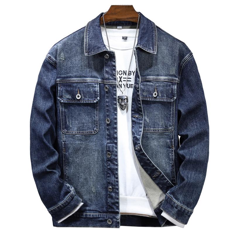 Autumn Collection: Men's Blue Stretch Denim Jacket – Simple and Stylish!