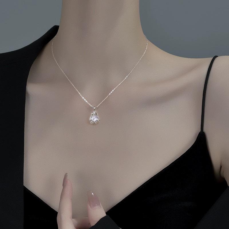 Tulip Necklace Women'S Lamp Luxury Ins Niche Clavicle Chain Rose Diamond Pendant Item Jewelry Premium Durable Quality