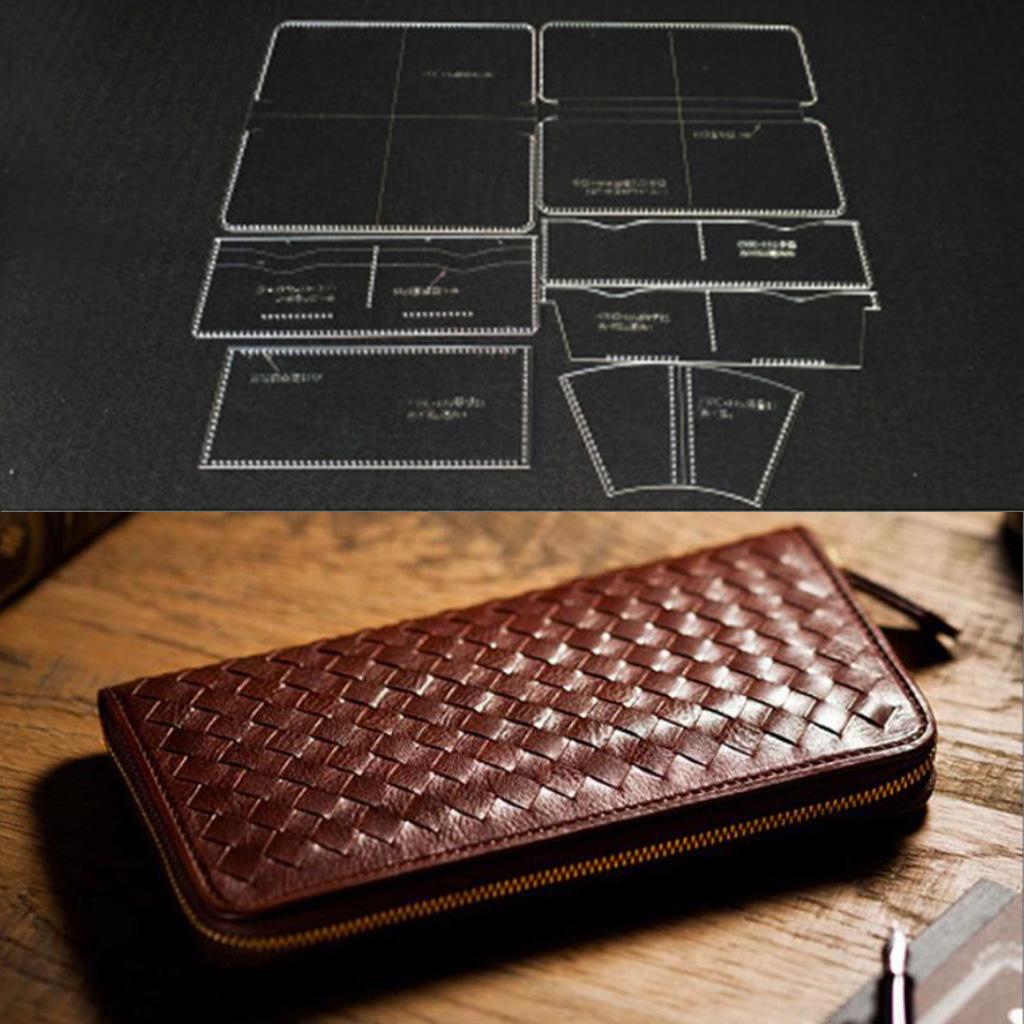 7Pcs Leather Craft Clear Acrylic Clutch Bag Pattern Stencil Template Tool