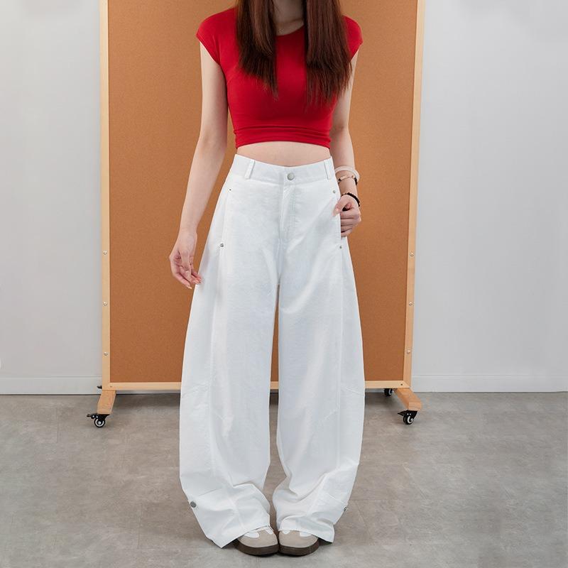 Uncle Radish Navy Blue Rivet Scimitar Pants Women's Autumn New Loose and Skinny Spice Girl High Waist Wide Leg Pants