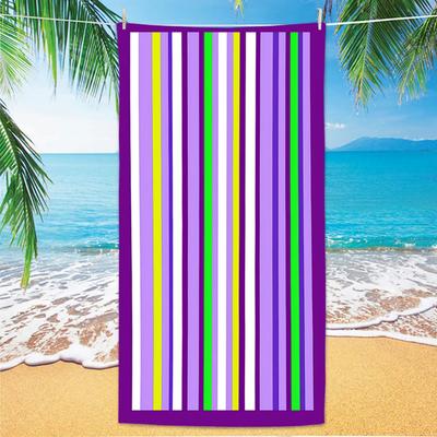 Striped Beach Towel, Digital Printing Thin Quick-Dry Anti-Sand Microfiber Lightweight for Swim Yoga Travel Gym Gift