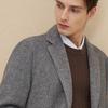 EMZ Erdos Men's Herringbone Wool Blend Notch Lapel Overcoat