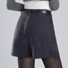 Women's Woolen Wide-Leg Bootcut Shorts, High-Waisted Slimming, Thickened for Autumn/Winter 2025.