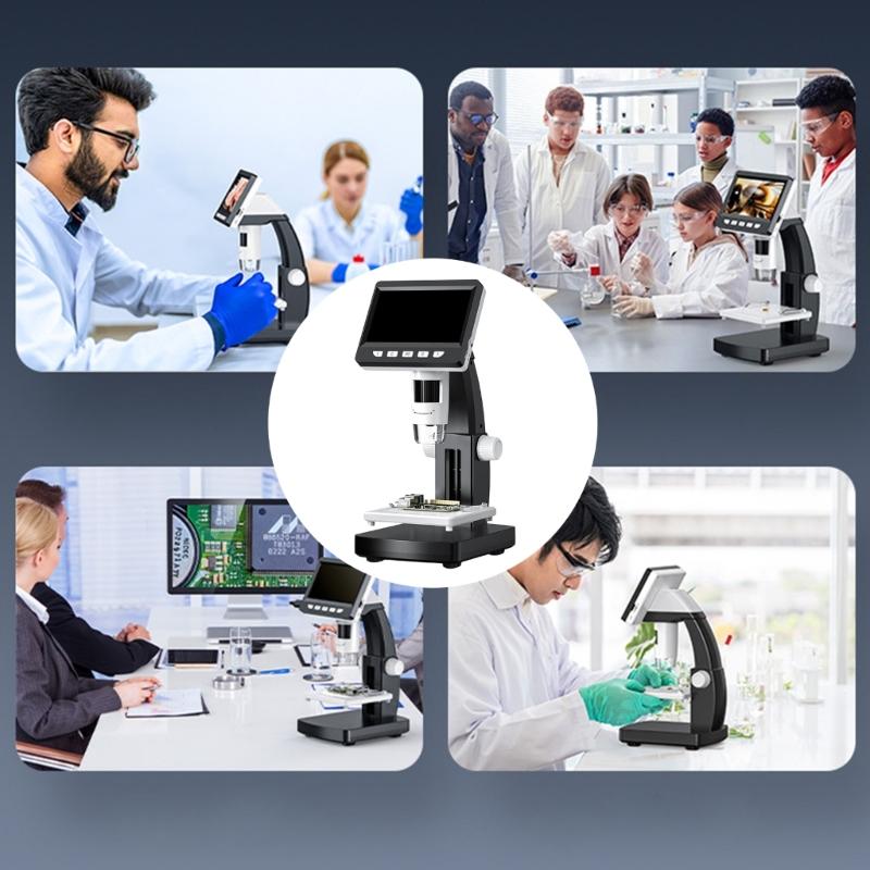 4.3 Inch Digital Microscope with 1000X Magnification & Adjustable LED Light for Electronics Inspection & Hobbies