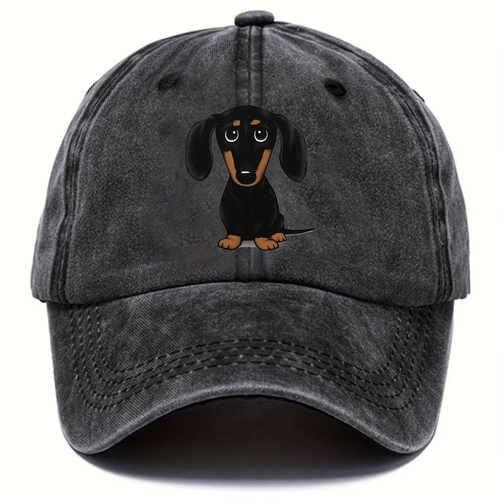 1pc Unisex Dog Embroidery Baseball Cap Outdoor Sport Washed Adjustable  Polyester Printed Suitable for Holiday Beach.