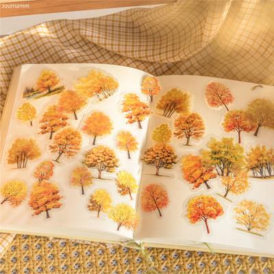 40pcs/pack Nature Colorful Tree PET Stickers DIY Scrapbooking Collage Diary Decor Stationery Album Materials Stickers