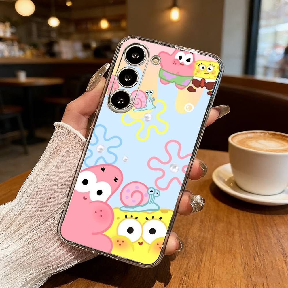 Animation S-Sponge B-Bob Phone Case For Samsung S25,S24,S21,S22,S23,S30,Ultra,S20,Plus,Fe,Lite Transparent Cover