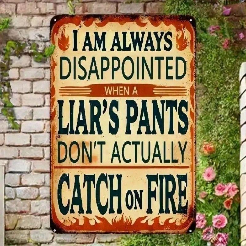 

Vintage Metal Poster Pants Liar Sign Wall Art Home Decor