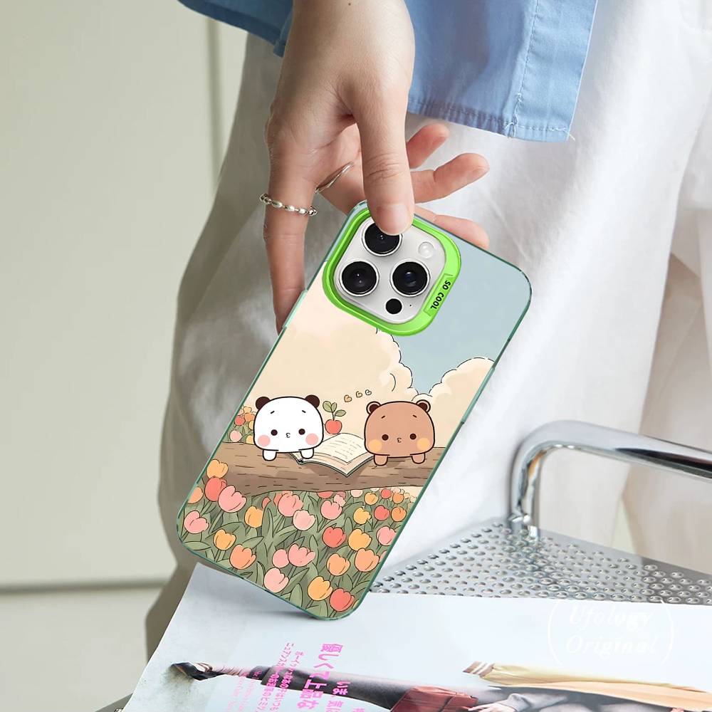 Cute Bubu Dudu For IPhone 11 12 13 14 15 16 17 Pro Max Plus Colorful Black Matte Phone Cover