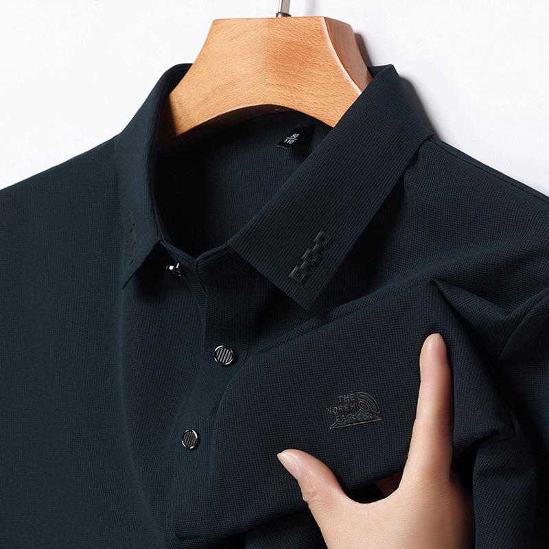 Polo Shirt Men'S High-End Short-Sleeved T-Shirt Business Casual Solid Color Embossed Half-Sleeved Top