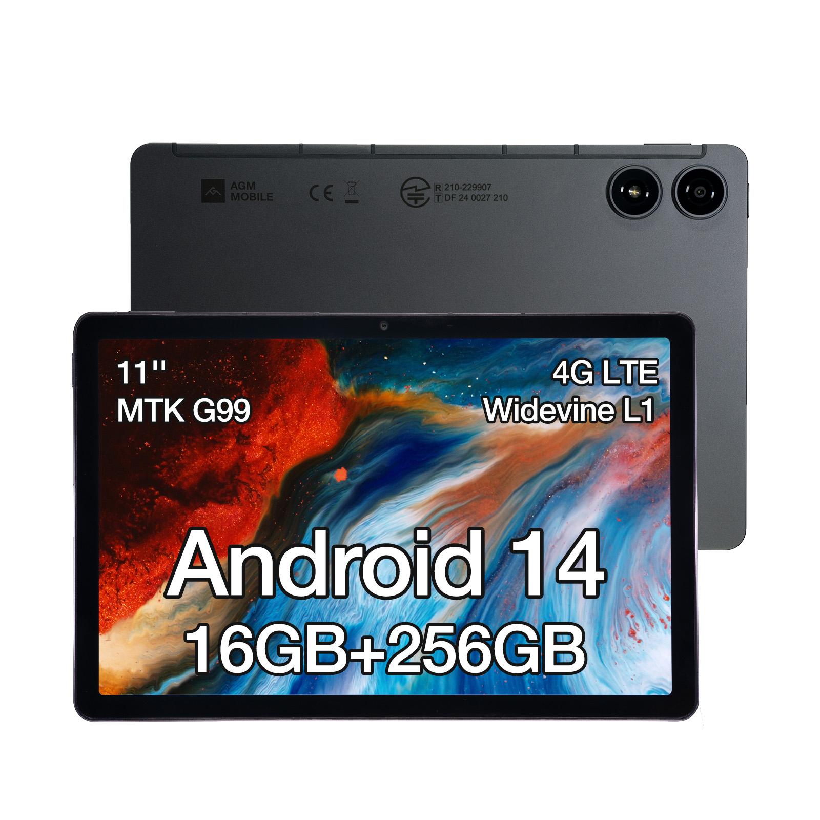 

AGM PAD P2 Планшетный ПК Android 14 4G LTE 11 8 ГБ+256 ГБ 7850 мАч Netflix Widevine L1 серый