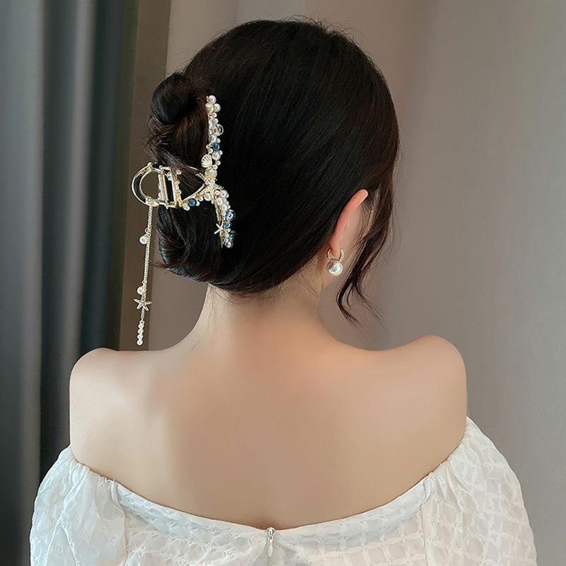 Pearl Tassel Hair Clip Starfish Hairpin Hair Claw  Shark Clip Jewelry