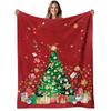 1pc Cozy Christmas Tree Flannel Blanket - Soft Warm Bedspread with Festive Watercolor Christmas Tree Print In //, 280GSM All-Season Bed Cover for Sofa