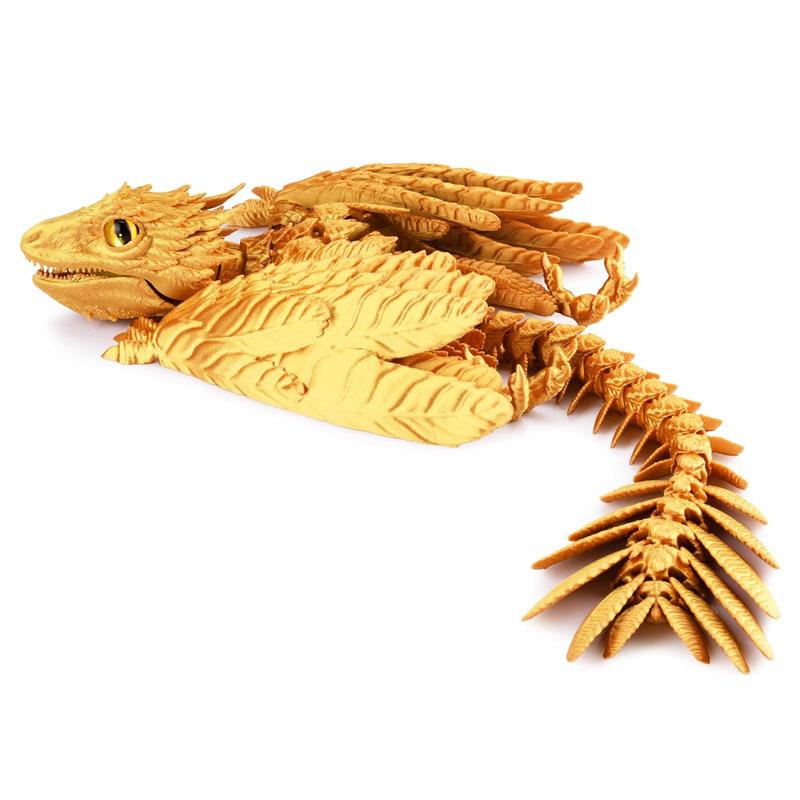 

22cm Fashion 3D Printed Feathered Wyvern Dragon Figurines Multi-joint Movable Simulation Dragon Crafts Home Desktop Ornament 22CM