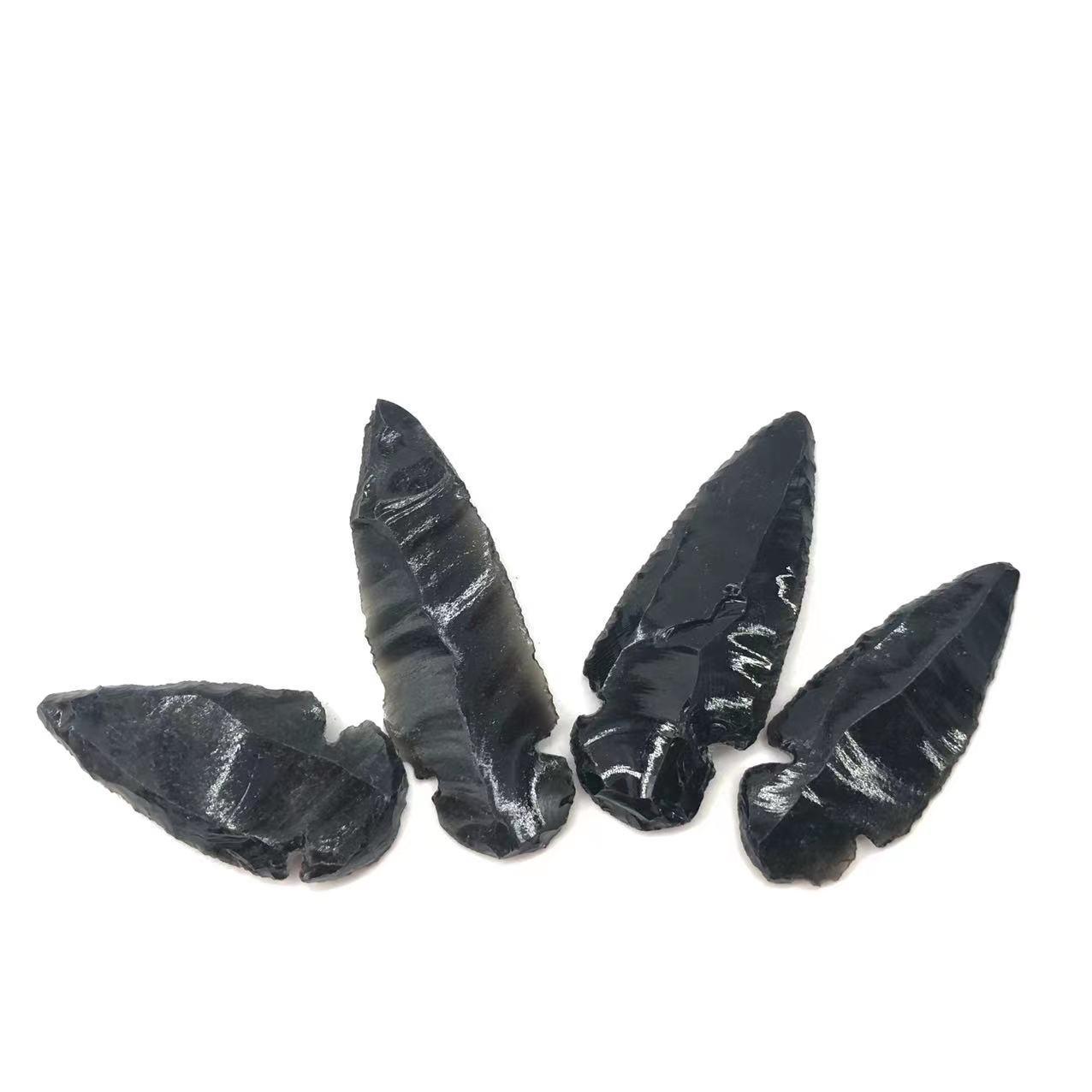

Natural Obsidian Arrowhead Crystal Ornament for DIY Jewelry Pendant 3-5 cm