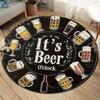 Funny Beer O’Clock Round Rug Flannel Soft Man Cave Bar Game Room Decor Non Slip Washable Brewery Themed Floor Mat Gift Idea