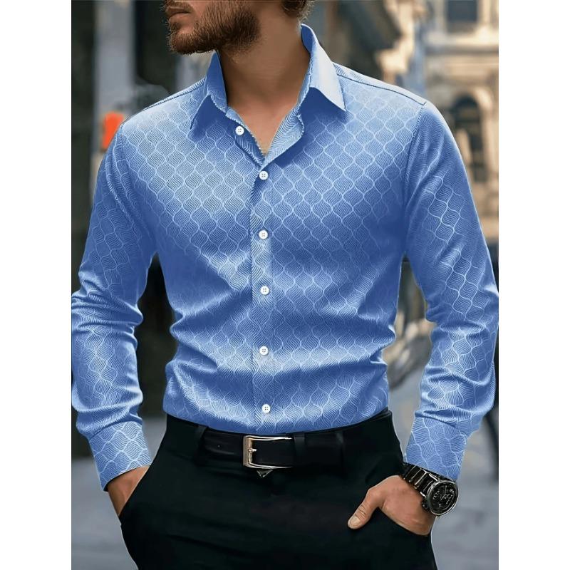 Men S Long Sleeve Digital Print Casual Business Shirt For Spring Autumn