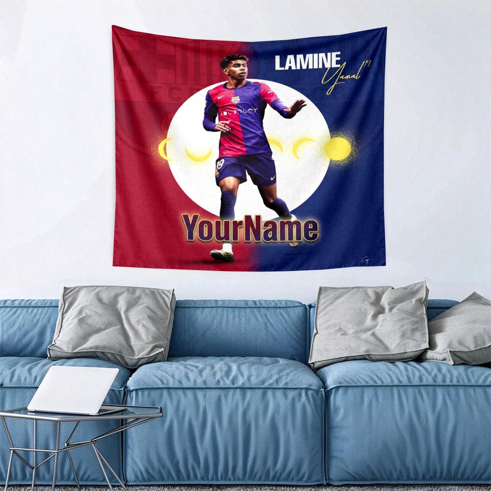 Lamine Yamal Custom Your Name Wall Decor Tapestry Art For Pet Memorial Birthday Wedding Party Backdrop Family Gift