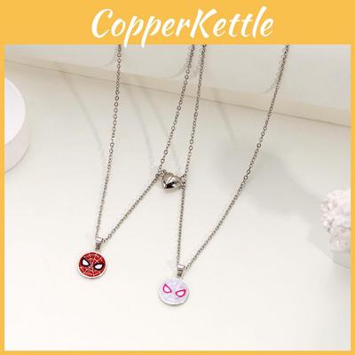 Spiderman Couple Magnetic Necklace With Geometric Pendant For Women