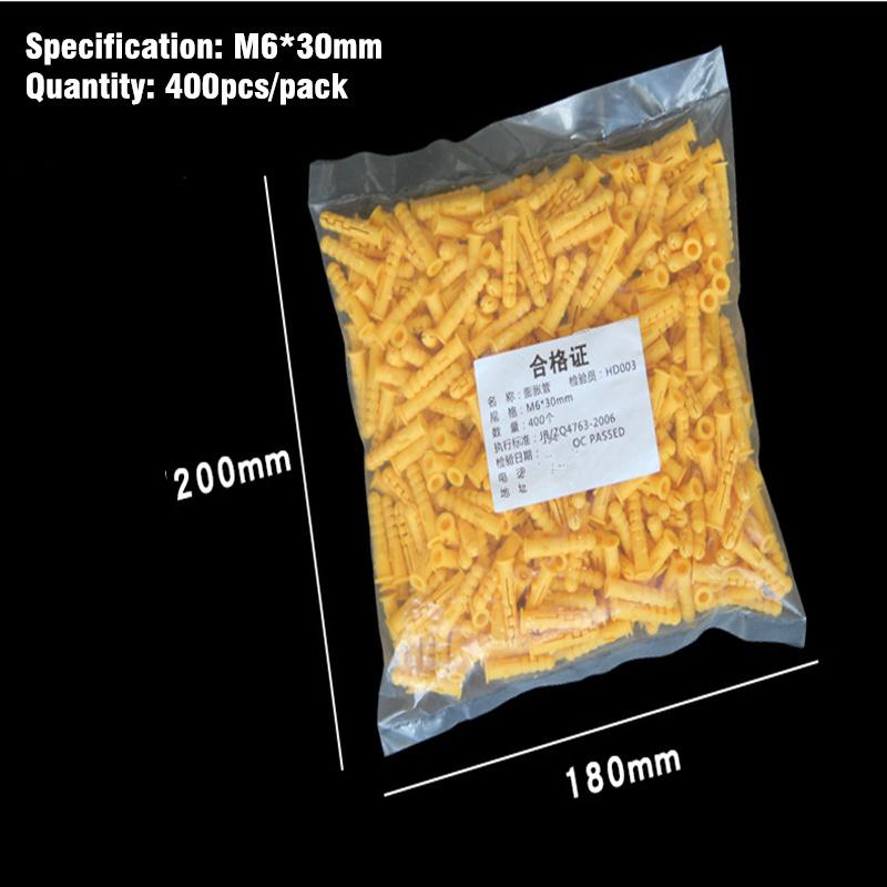 Plastic expansion pipe M6*30mm M8*40mm rubber plug plastic pipe nylon column expansion screw anchor plug wall plugs