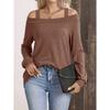 Women S Summer Long Sleeve T Shirt One Shoulder Solid Color Loose Fit Top