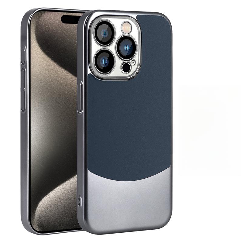 Apple 15ProMax Handyhülle mit eingebauter Objektivfolie, schlichte Lederfarbkombination, passend für IPhone13/14, sturzsicheres 12er-Set