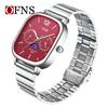 Fashion Ofns Brand Quartz Waterproof Light Luxury Five-hand Disc Five-pin Minimalist Square Moon Phase Men's Steel Watches