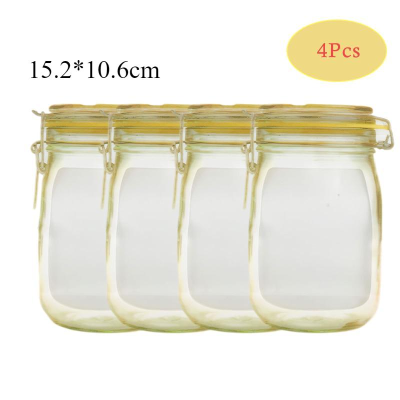 Reusable Zip Lock Bags In The Shape of Jars for Storing Food Products