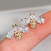 European and American Honey Bee Zircon Earrings for Women with A Niche Design, Water Droplet Design, Zircon and Accessories