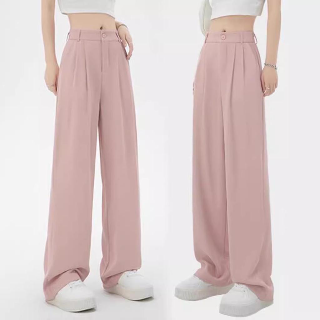 Spring/Summer 2026 Black Wide-Leg High-Waist Slimming Pants - New Fashion Casual Style