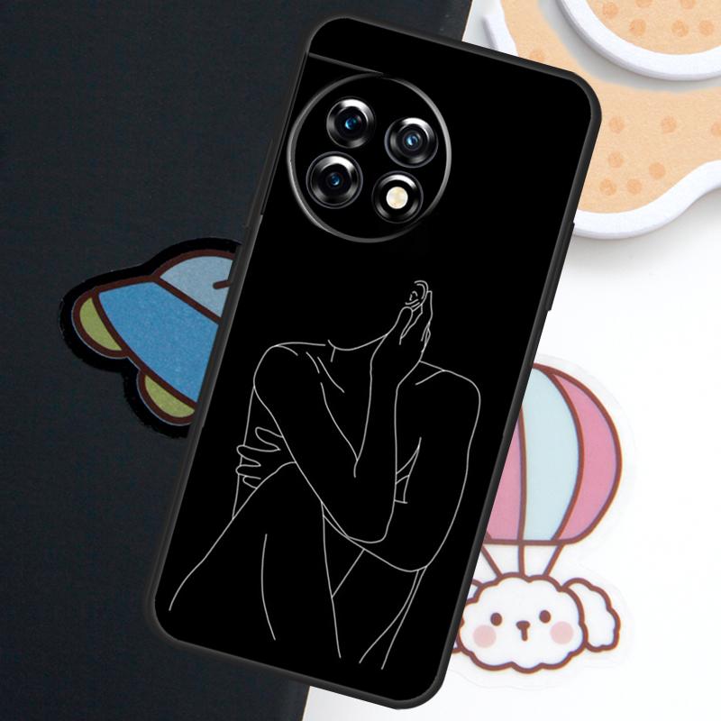 Abstract Line Art Black Case For OnePlus Nord N20 N30 CE 5 3 4 Lite OnePlus 15 13 12 11 10 Pro 10T 13T 13R 15R Cover