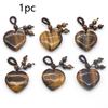 1PC 30mm Llavero Corazón de Piedra Natural Piedra de Cristal Curativo Cuarzo Rosa Joyería Borla Llavero Amuletos para Bolsos