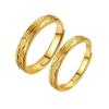 Adjustable Classic Couple Rings Set Rhodium/Gold Plated Brass Open Rings with Zircon Flower Design for Lovers