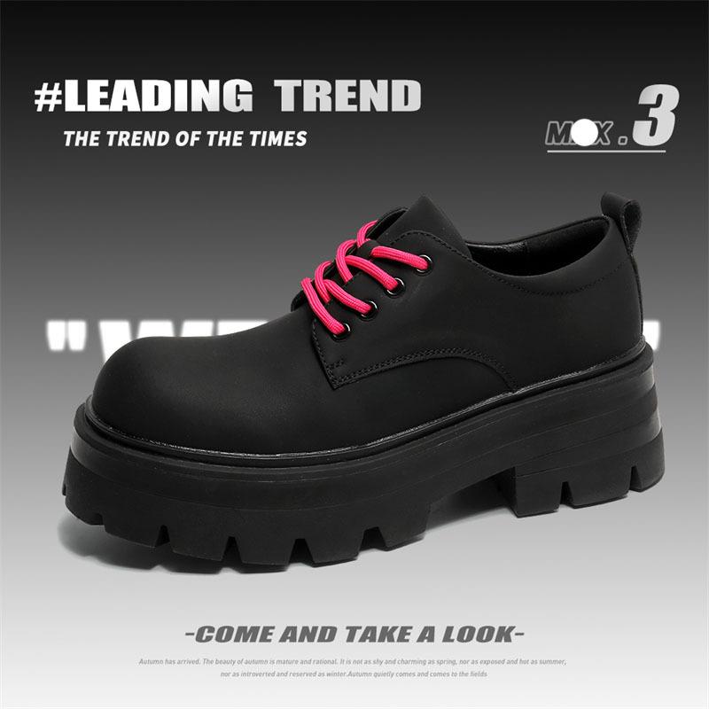 

Туфли с большой головой ins тренд британский стиль толстая подошва увеличивающие рост ботинки Мартин нишевый дизайн высококлассные маленькие кожаные туфли 6111-J 44 чёрный