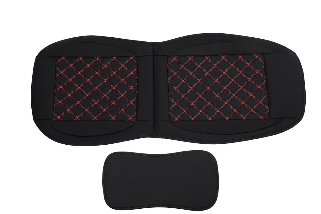 Montierte PU-Leder Schürzen-Sitzbezüge für Universelle Passform mit Rot 1 Leicht zu Reinigende Autos, (Schwarze Linien, Cover)