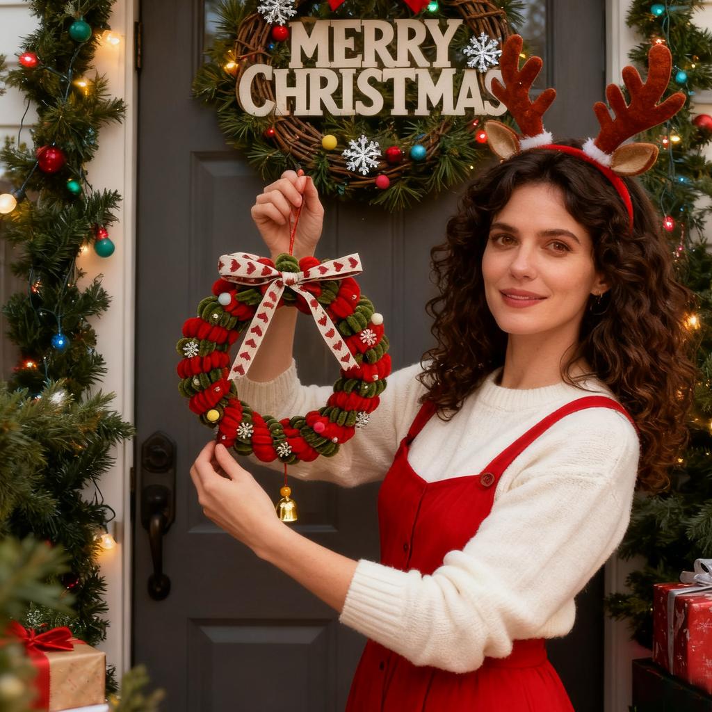 Christmas Wreaths For Front Door - 15.75x9.84x2.76 Inches, Garland Hangable Decor, Ornaments Tree Decorations Winter