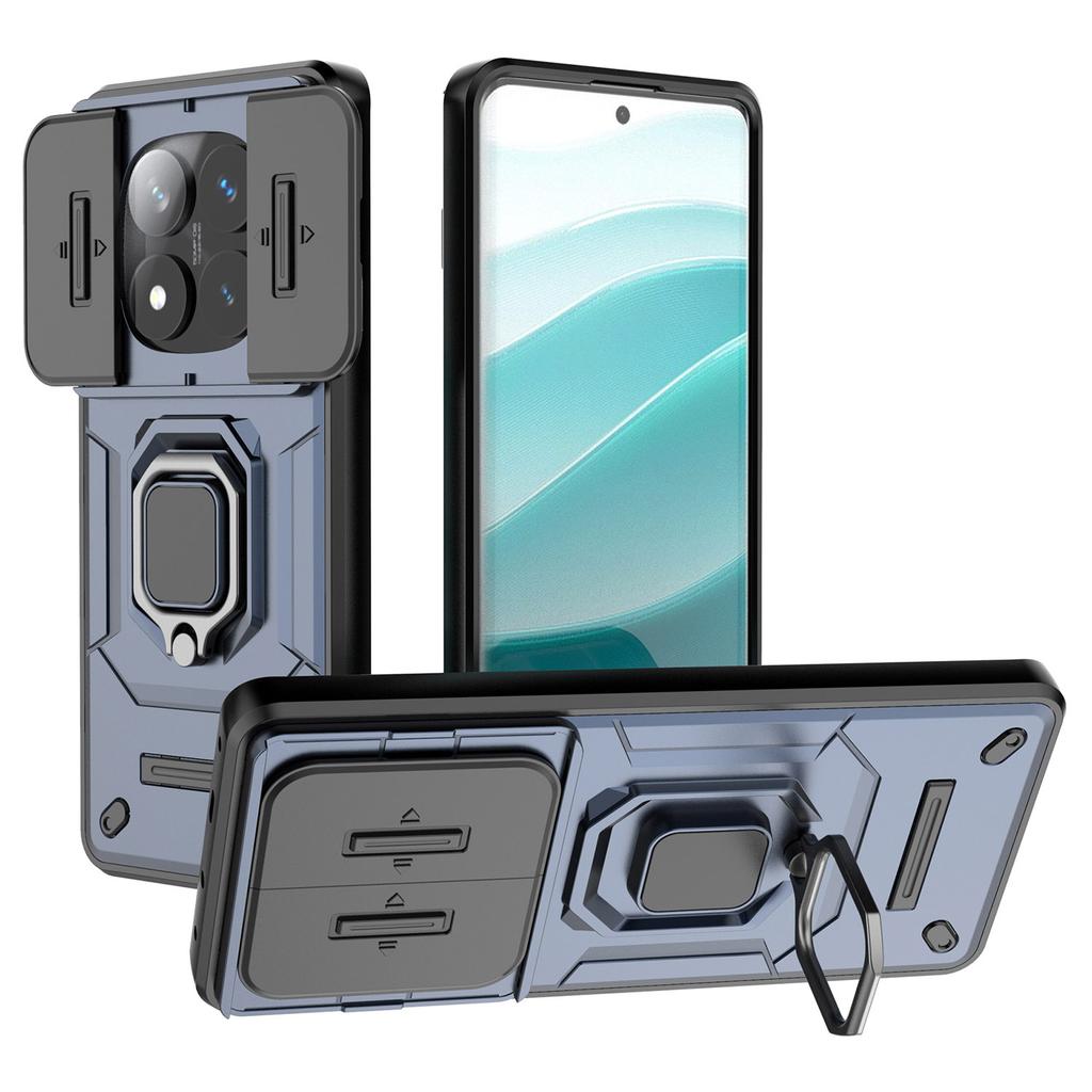 For Xiaomi Redmi Note 14 Pro 5G/Poco X7 5G Case PC+TPU Kickstand Phone Protector with Lens Cover