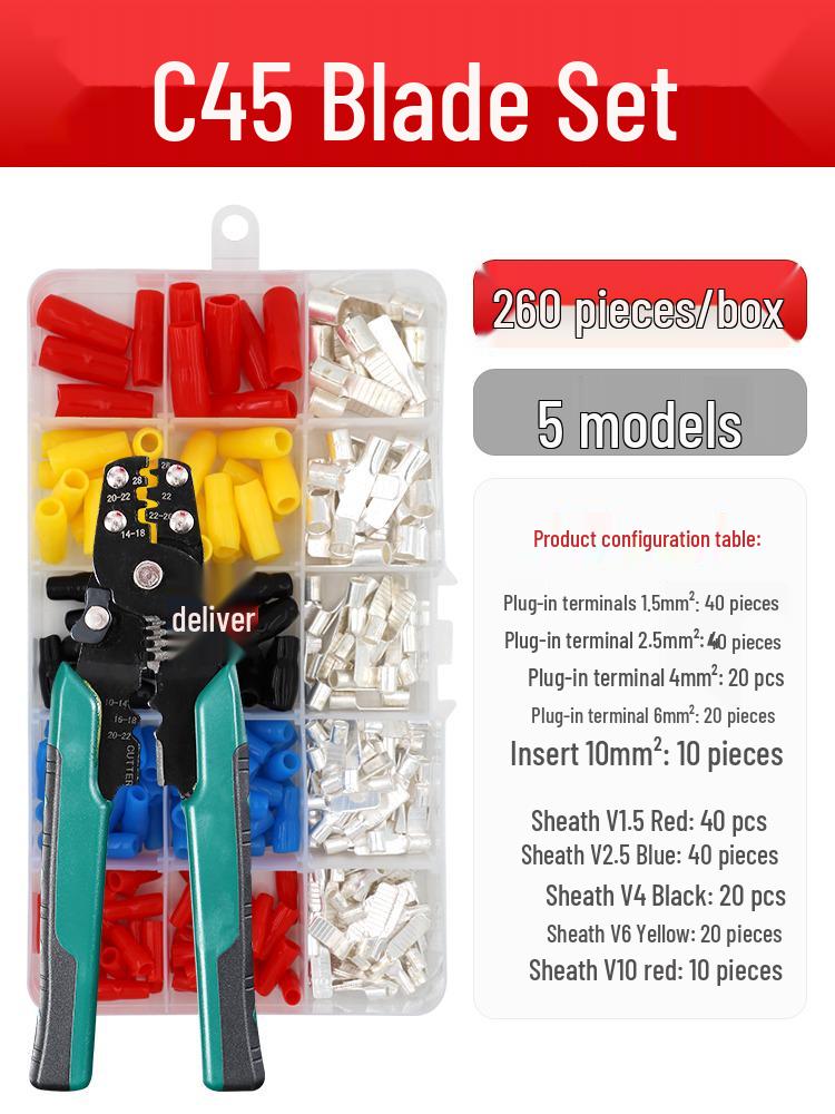 C45 Purple Copper Circuit Breaker Terminal Lug Insert - Cold Crimp Wire Connector Splicing Terminal.