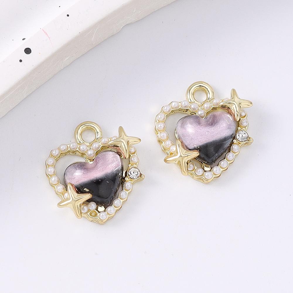 5pcs Exquisite Pearl Gemstone Love Heart Charms Pendants for Jewelry Making Necklace Earrings Bracelet DIY Handmade Accessories