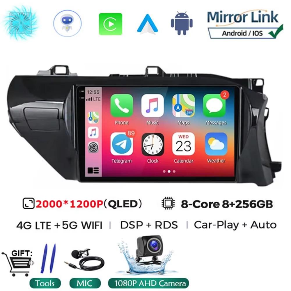 Android 14 Auto Carplay Für Toyota HILUX REVO VIGO IMV 2016 2017 2018 2019 2020 Autoradio Multimedia GPS Player Stereo KEIN DVD