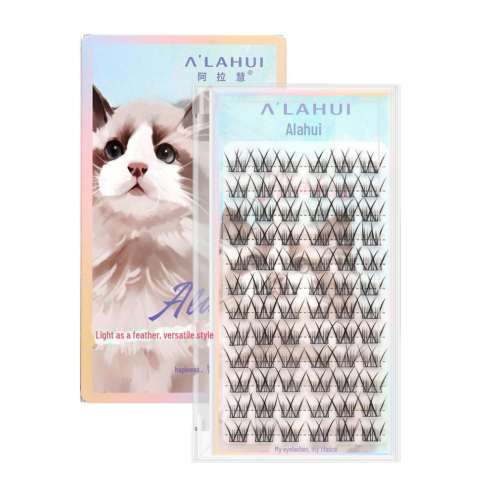 Lazy Eyelashes: Small Flower Curl, Double V, Thick, Natural-Look, Black Thin Stem False Eyelashes.