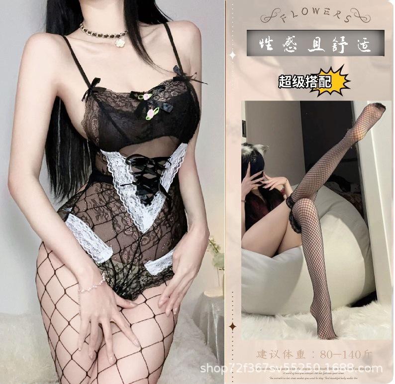 Sexy lingerie girl small fresh pink pajamas back cross strap sexy miniskirt women's suit underwear